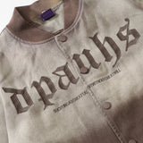 Men Denim Jacket Gradient Embroidered Letter Denim Jacket Loose-Fitting Jacket Top
