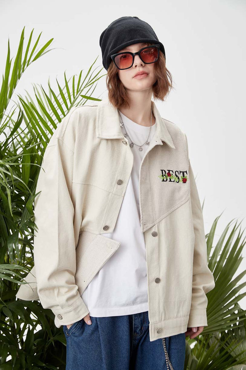 Unisex Jacket Autumn Stitching Affixed Cloth Embroidered Jacket Women's Clothing