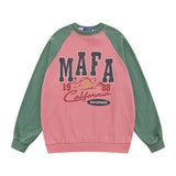 Men Hoodie Raglan Sleeve Pullover Sweater Boys Letter Print round Neck Loose Top