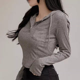 Women Long Sleeve Shirt Hooded Top Women's Long Sleeve Autumn and Winter