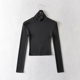 Women T-Shirt Spring and Autumn Women's Slim-Fit Short Long Sleeve T-shirt Bottoming Shirt