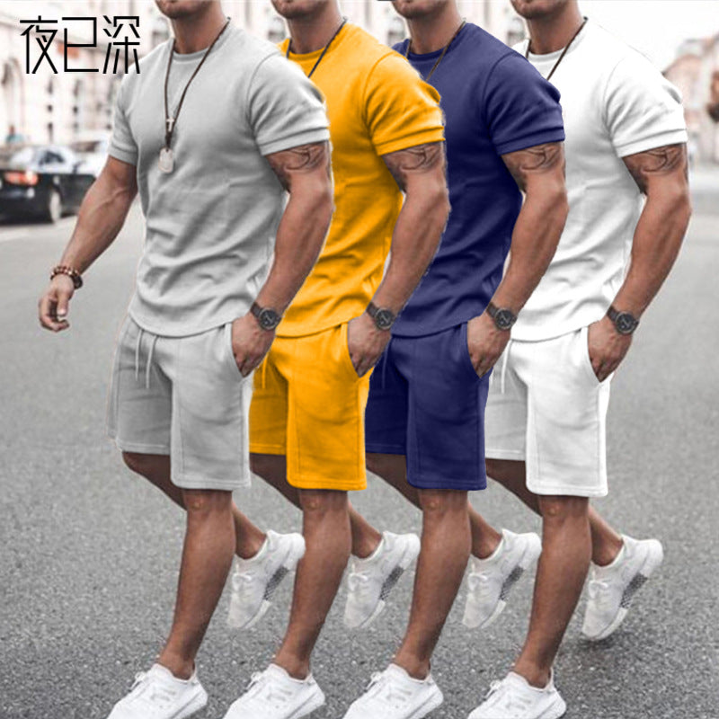 Men Co-Ords Summer Men's Solid Color Suit Casual