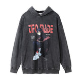 Men Hoodie Printed Hoodie Men's Loose Casual Ripped Distressed Pullover Top