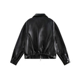 Unisex Jacket Autumn Vintage Wax Oil Leather Coat Women's Clothing