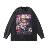 Men Long Sleeve Shirt Rodman Printed Long Sleeve Worn Looking Washed-out All-Match Long Sleeve T-shirt