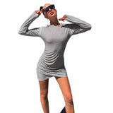 Women's Desses Long Sleeve Dress Skirt Temperament Sheath Short Skirt