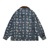 Men Denim Jacket Denim Shirt Coat Men's Contrast Color Lapels Jacket Spring and Autumn