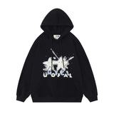 Men Hoodie Flocking Embroidered Five-Pointed Star Hooded Sweater