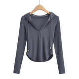 Women T-Shirt Sleeve Hooded T-shirt Women's Spring and Autumn Korean Style Short