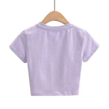 Women T-shirt Summer round Neck Short Sleeves Fitted Short T-shirt