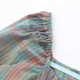 Women Long Sleeve Shirt Girls' Retro Contrast Color Striped Cotton Spring and Autumn