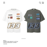 American vintage street T-shirt men's summer loose half-sleeved shirt