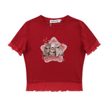 Women T-shirt Short-Sleeved T-shirt Women's Summer Printed round Neck