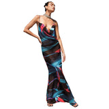 Woman Dresses Women's Spring Printed Mesh Pullover Dress