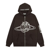 Men Hoodie Autumn Loose Sports Long Sleeve Zipper Jacket