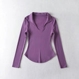 Women T-Shirt Solid Color T-shirt Women's Spring Slim-Fit Long-Sleeved Bottoming Shirt Top