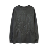Men Long Sleeve Shirt Embroidered Letter Long Sleeve T-shirt Men and Women Loose Retro