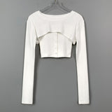 Women Long Sleeve Shirt Short Top Camisole