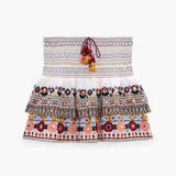 Women Skirt Summer Women's Contrast Color Embroidery Top and Skirt