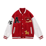 Varsity Jacket Vintage Autumn Wine Red Baseball Uniform Men's Loose