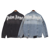 Palm Angle Jacket Palm Angels Jacket Letter Logo Patterned Denim Jacket Men and Women