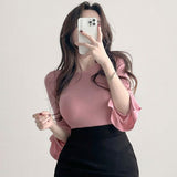 Women's Long Sleeve Shirt Women's Slim Fit Casual Long Sleeve Bottoming Shirt Spring and Autumn