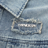 Men Denim Jacket Spring and Autumn Washed Denim Clothes Jacket Stitching Padded Shoulder Denim Jacket
