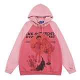 Men Hoodie Retro Figure Printed Hoodie