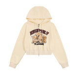 Women Hoodie Print Hooded Cardigan Sweater Girls Casual Autumn