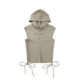 Women Vest Hooded Sleeveless Vest Stitching Letter Embroidery Summer Casual Women