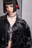 Unisex Jacket Fall Contrast Color Line Leather Coat Women's Clothing