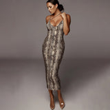 Jungle Print Maxi Dress Summer Slip Dress Sexy