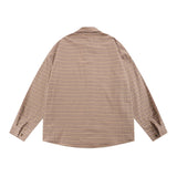 Men Long Sleeved T Shirt Plaid Long Sleeve Shirt Men's Loose Casual Spring and Autumn Lapel Shirt