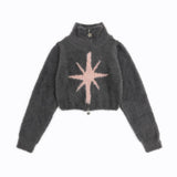 Women Sweater Cropped Cardigan Sweater Girls' Spring and Autumn Zipper
