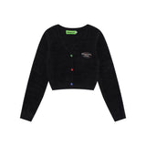 Women Sweater Short Letters Knitted Cardigan Jacket Girls' Sweater