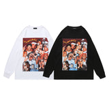 Men Long Sleeve Shirt Tupac Floral Print Long Sleeve Pullover Men and Women Loose Top