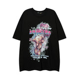 Men T Shirt Hip Hop round Neck Short Sleeve T-shirt Men and Women Loose All-Match Couple