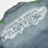 Men Denim Jacket Letter Printing Denim Clothes Jacket Male Vibe Loose Denim Jacket