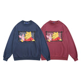Men Hoodie Printed Crew Neck Sweatshirt Spring and Autumn Leisure Long Sleeve Loose