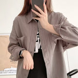 Women T-Shirt Long Sleeve Denim Shirt Women Loose Top