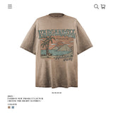 American vintage street T-shirt retro Yabi style men loose