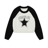 Women Sweater Short Sweater Women's Autumn Crew Neck Casual Sweater