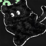Men Hoodie Flocking Embroidered Kitten round Neck Sweater