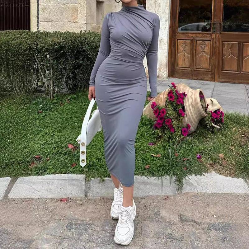 Women Dresses Women Winter Fashion Sexy Slit Long Sleeve Dress