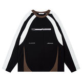 Men Hoodie round Neck Base Sweater Stitching Contrast Color American Motorcycle Racing Suit