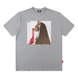 Men T Shirt Fashion Brand Street Printing round Neck Loose Short Sleeves T-shirt Men and Women