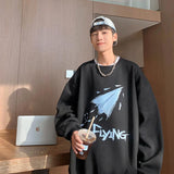 Men Hoodie Sweater Loose Crew Neck Top Trendy Ins Hong Kong Style