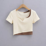 Women T-Shirt Short-Sleeved T-shirt Women's Summer V-neck Base Top