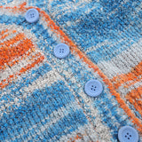 Women Sweater Short Tie-Dyed Sweater Women's Autumn Casual Button Sweater