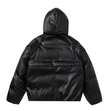 Unisex Down Jacket Men's Winter Thickened Leather Hooded Cotton Jacket